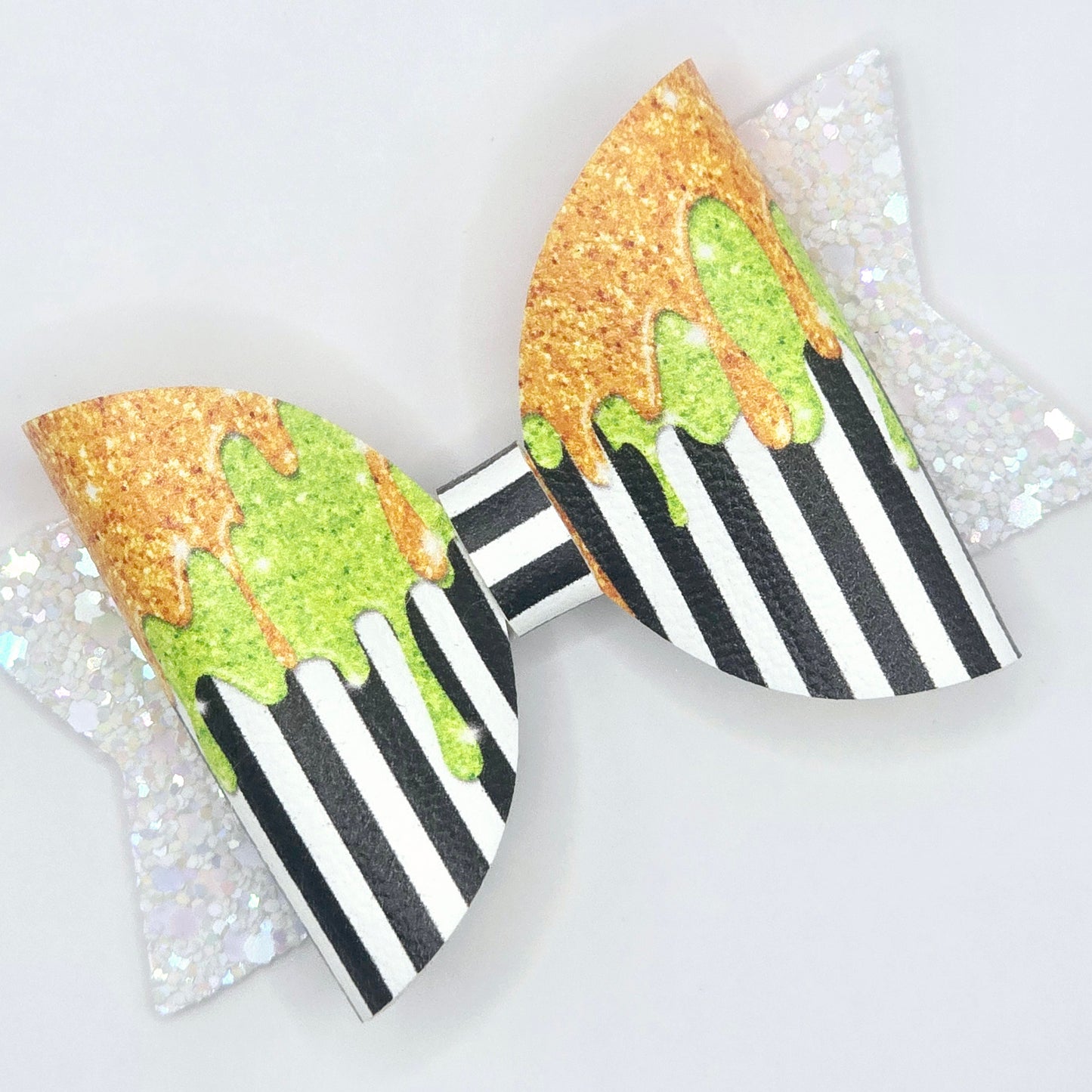 Dripping Glitter on Black & White Stripes Fabric Roll