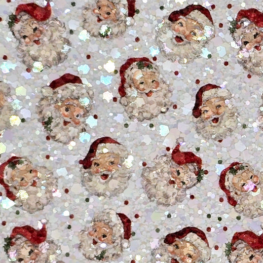 Vintage Santa on Polka Dots Chunky Glitter