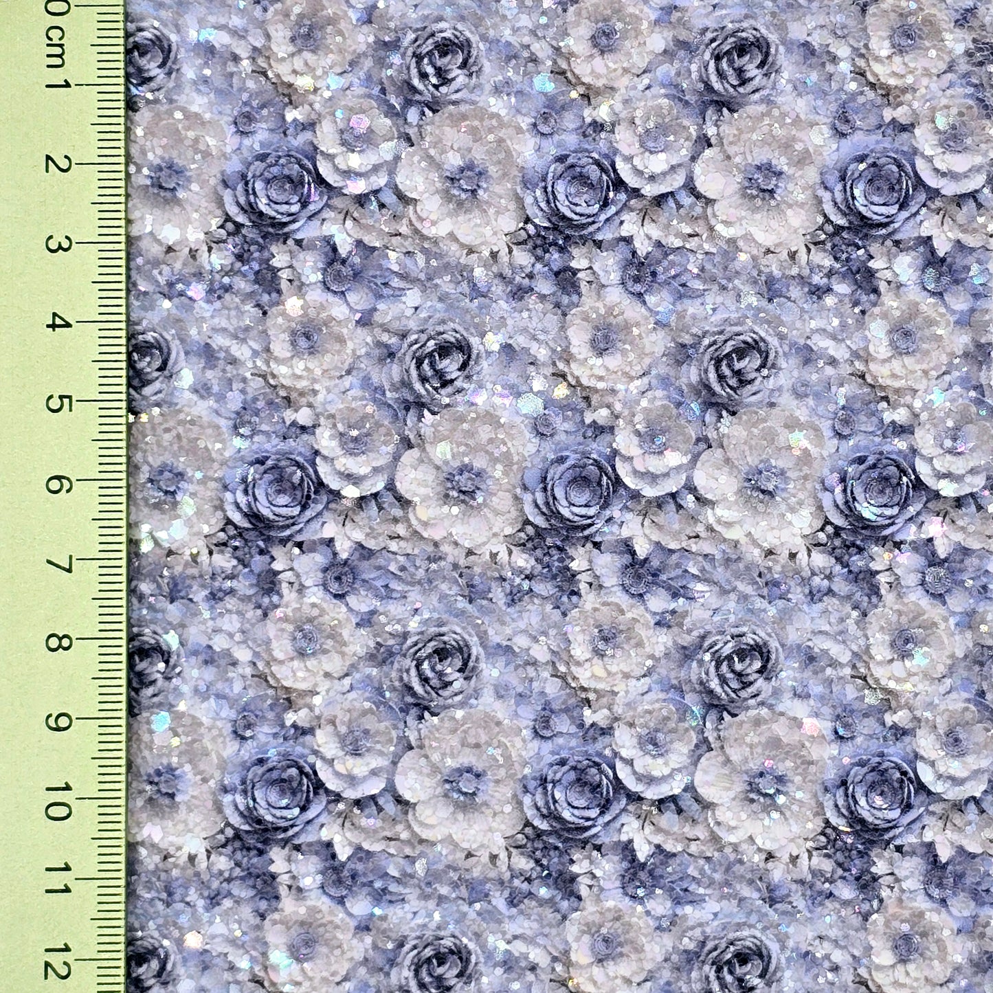 Blue and White 3D Flowers Chunky Glitter