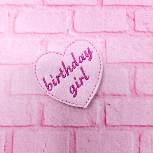 Birthday Girl Embroidered Heart