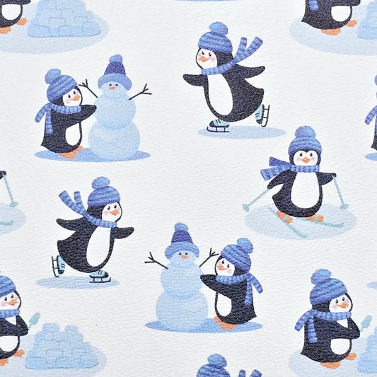 Snowy Penguin Frolics Artisan Leatherette