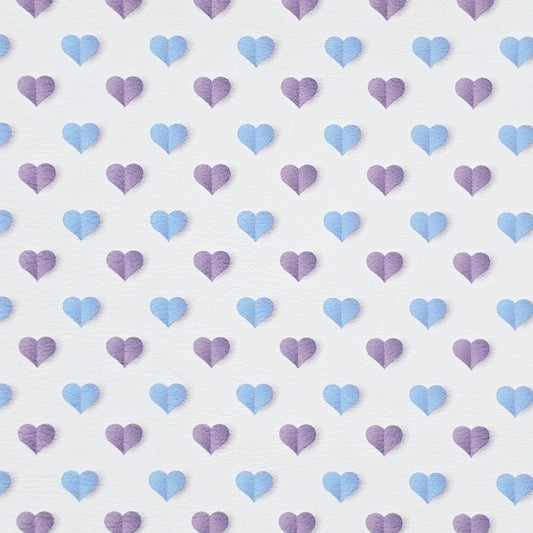 Blue and Lilac Paper Hearts Artisan Leatherette