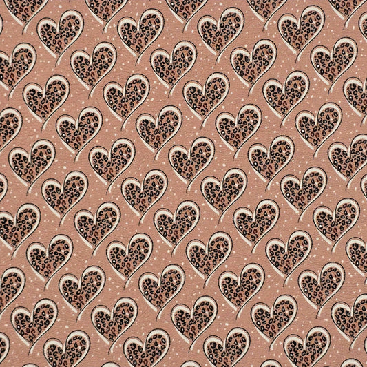 Leopard Hearts on Beige Artisan Leatherette