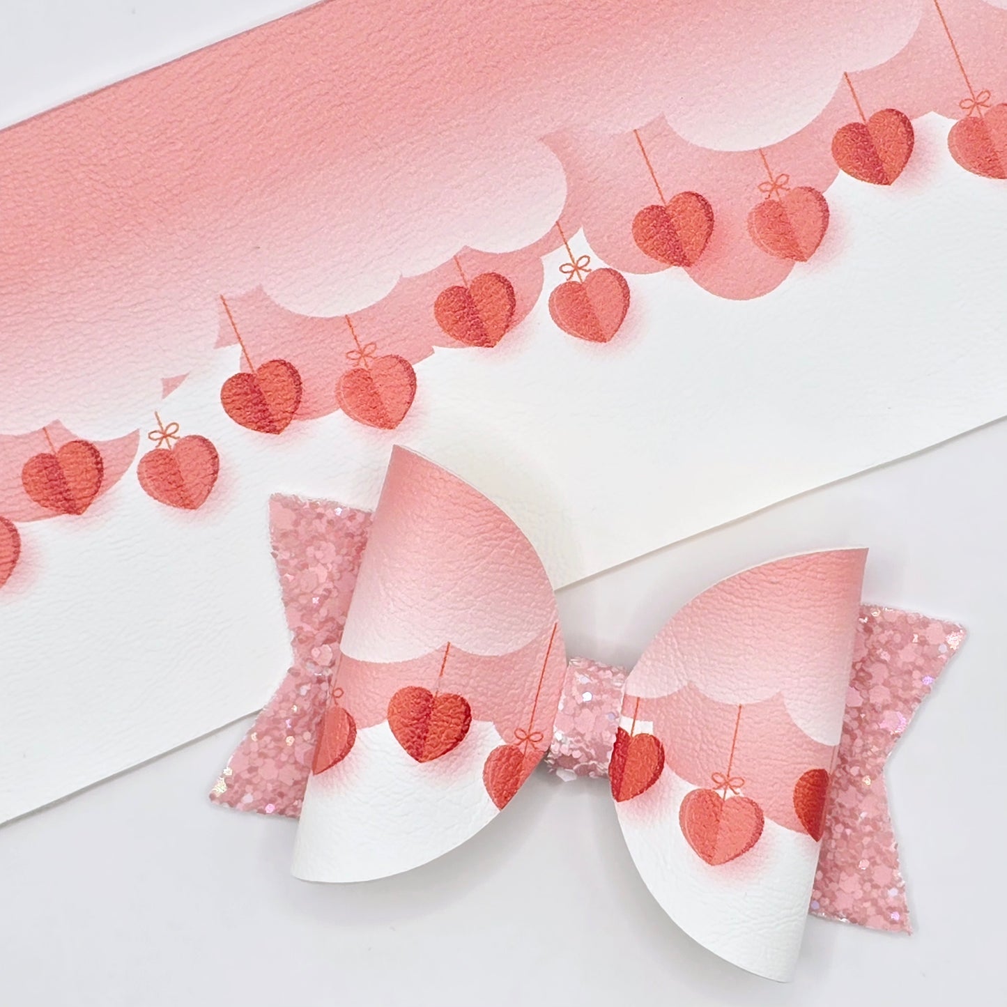 Paper Heart Decorations Leatherette Fabric Roll