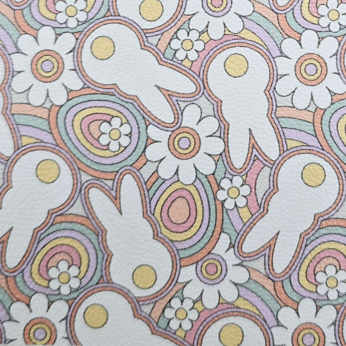 Psychedelic Bunny Rainbows Artisan Leatherette