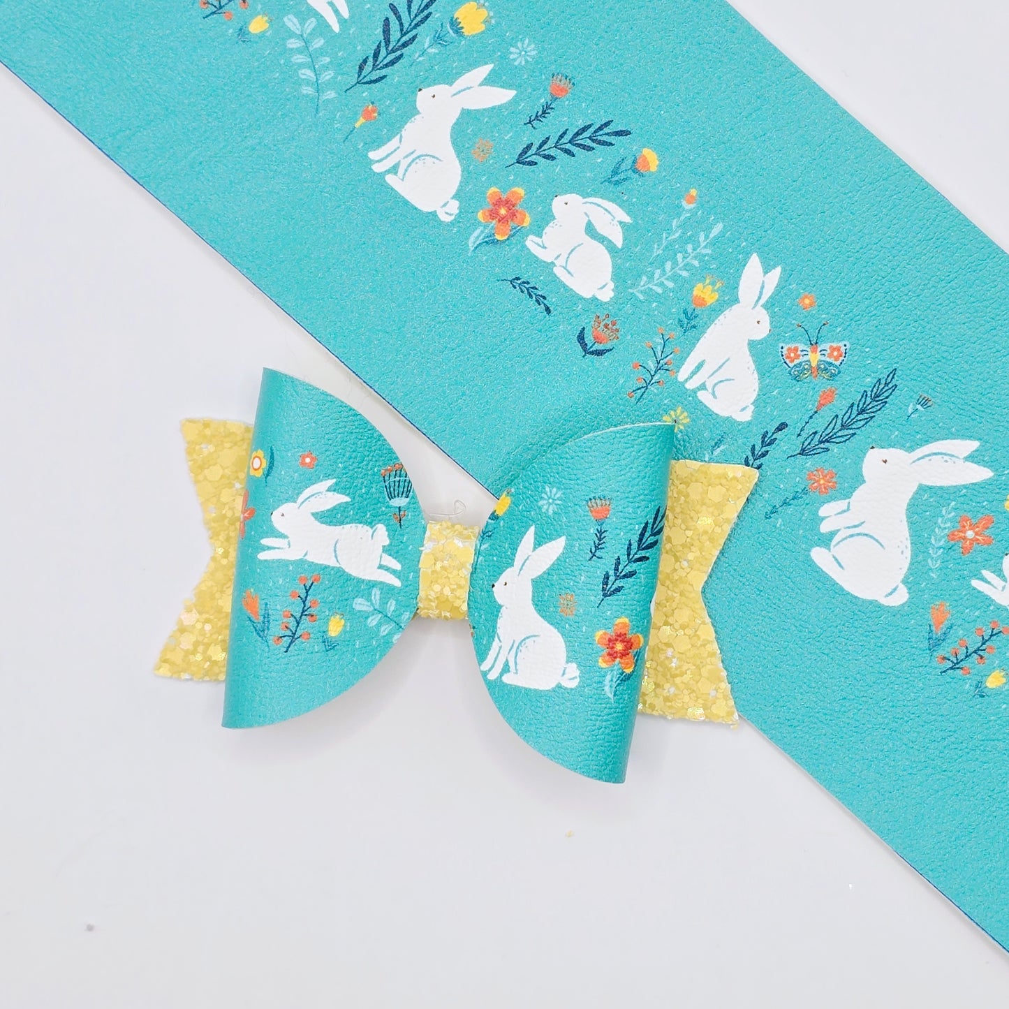 Spring Meadow Bunnies Leatherette Fabric Roll