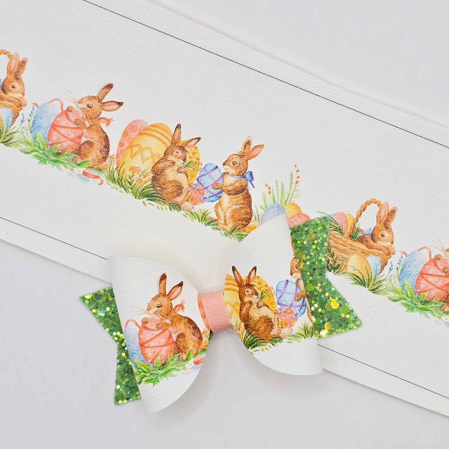 Playful Brown Bunnies Leatherette Fabric Roll