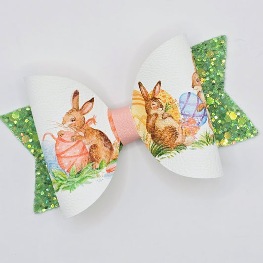 Playful Brown Bunnies Leatherette Fabric Roll