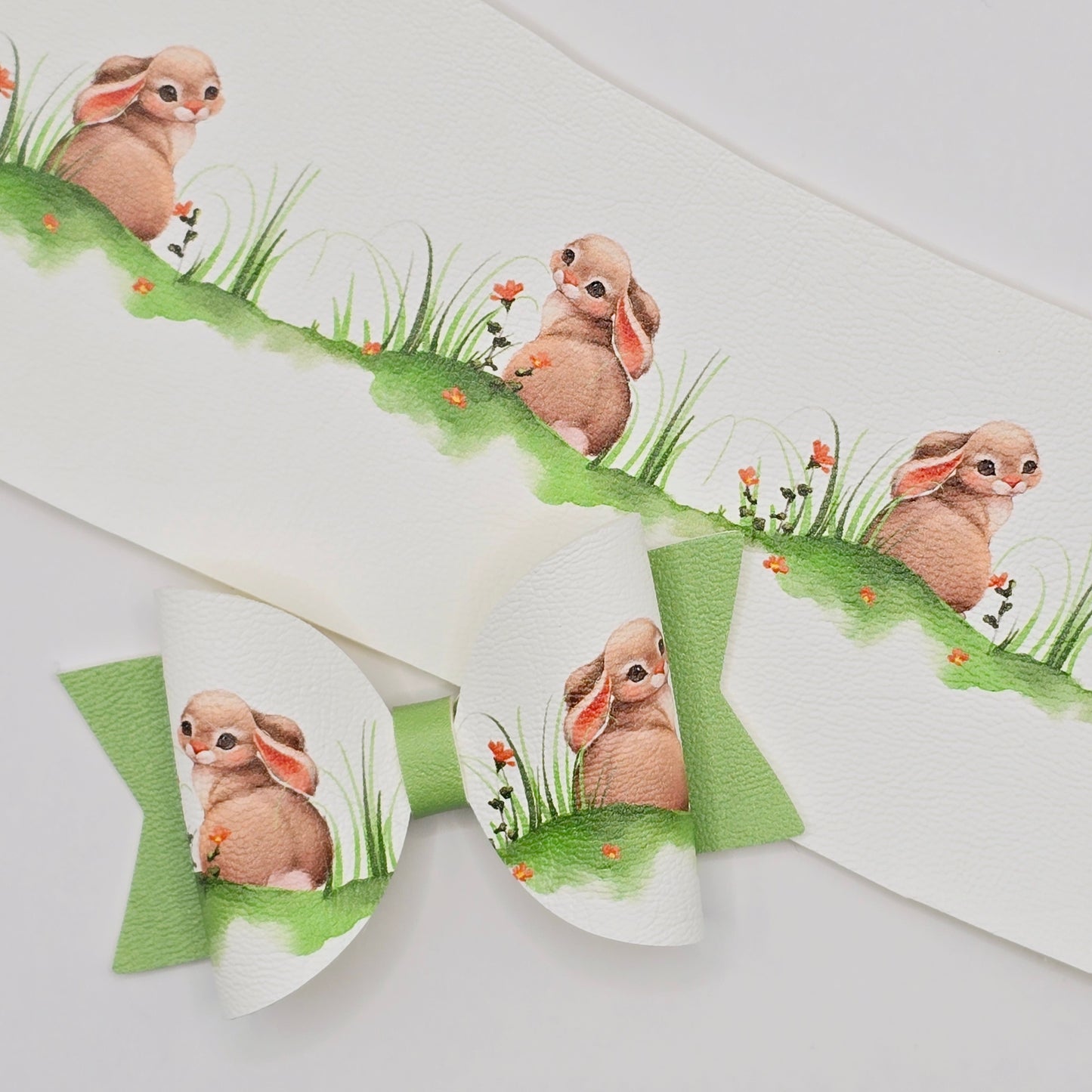 Shy Bunnies Leatherette Fabric Roll