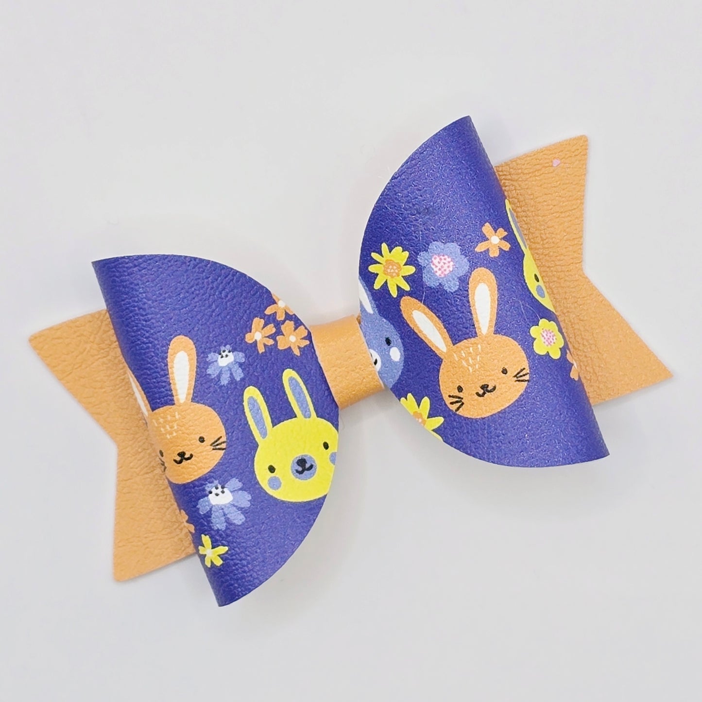 Cartoon Bunny Faces Leatherette Fabric Roll