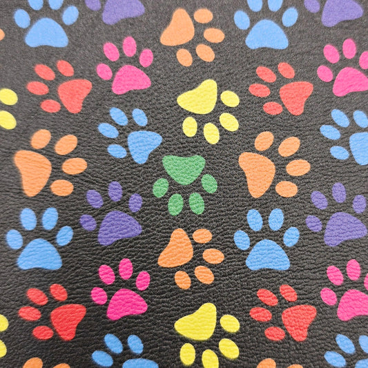 Colourful Paw Prints Artisan Leatherette