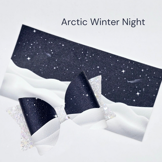 Arctic Winter Night / Silver or Gold Stars| Printed Bow Loops