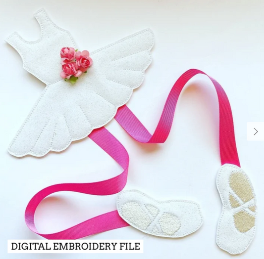 Ballet Dress Bow Holder - Digital Embroidery File