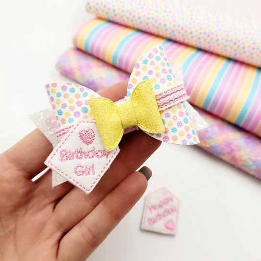Birthday Bow Wrap and Tiny Bow - Digital Embroidery File