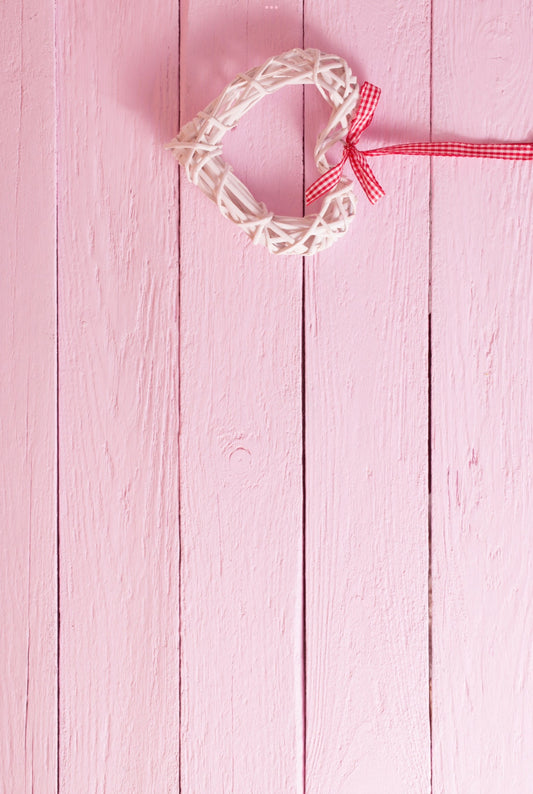 Heart on Pink Wood Effect Photography Backdrop