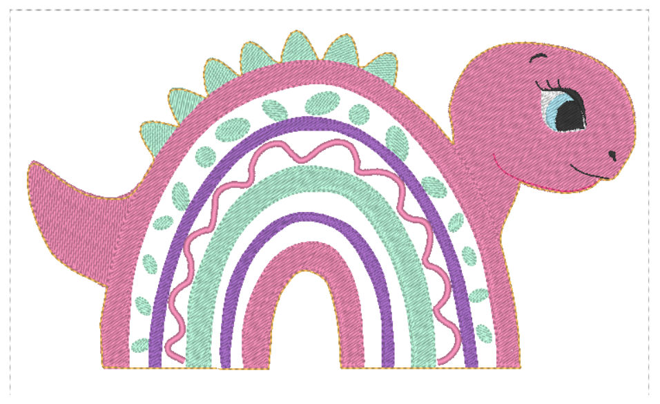 Dino Rainbow Bow Holder | Digital Embroidery File