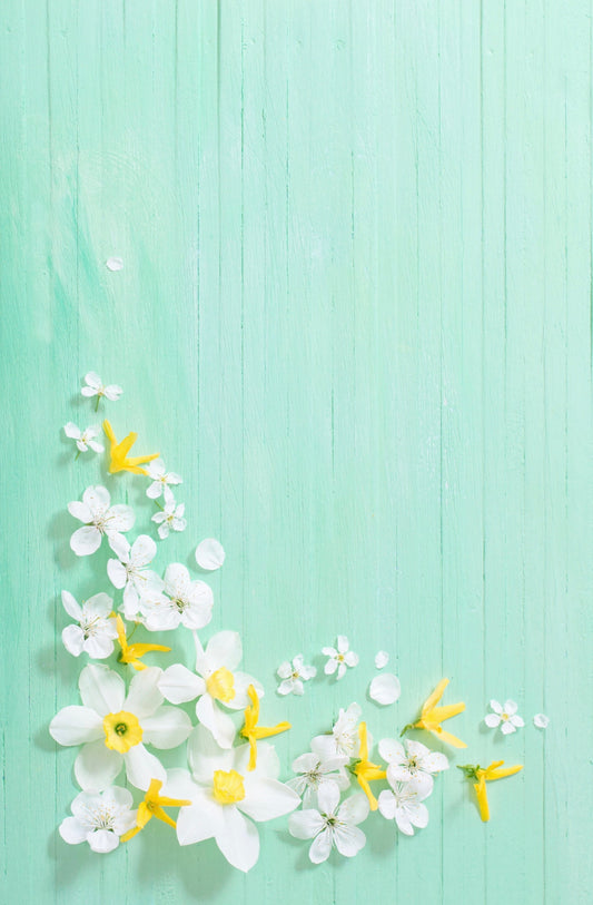 Mint & Daffodil Wooden Photography Backdrop