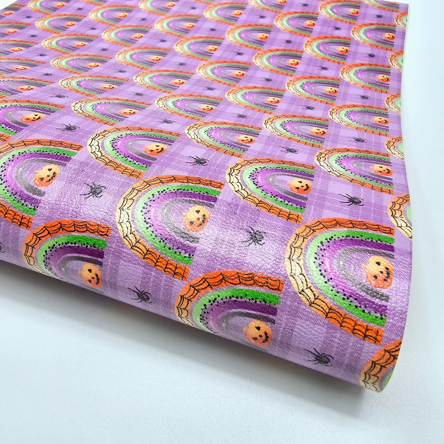 Halloween Rainbow Plaid Leatherette