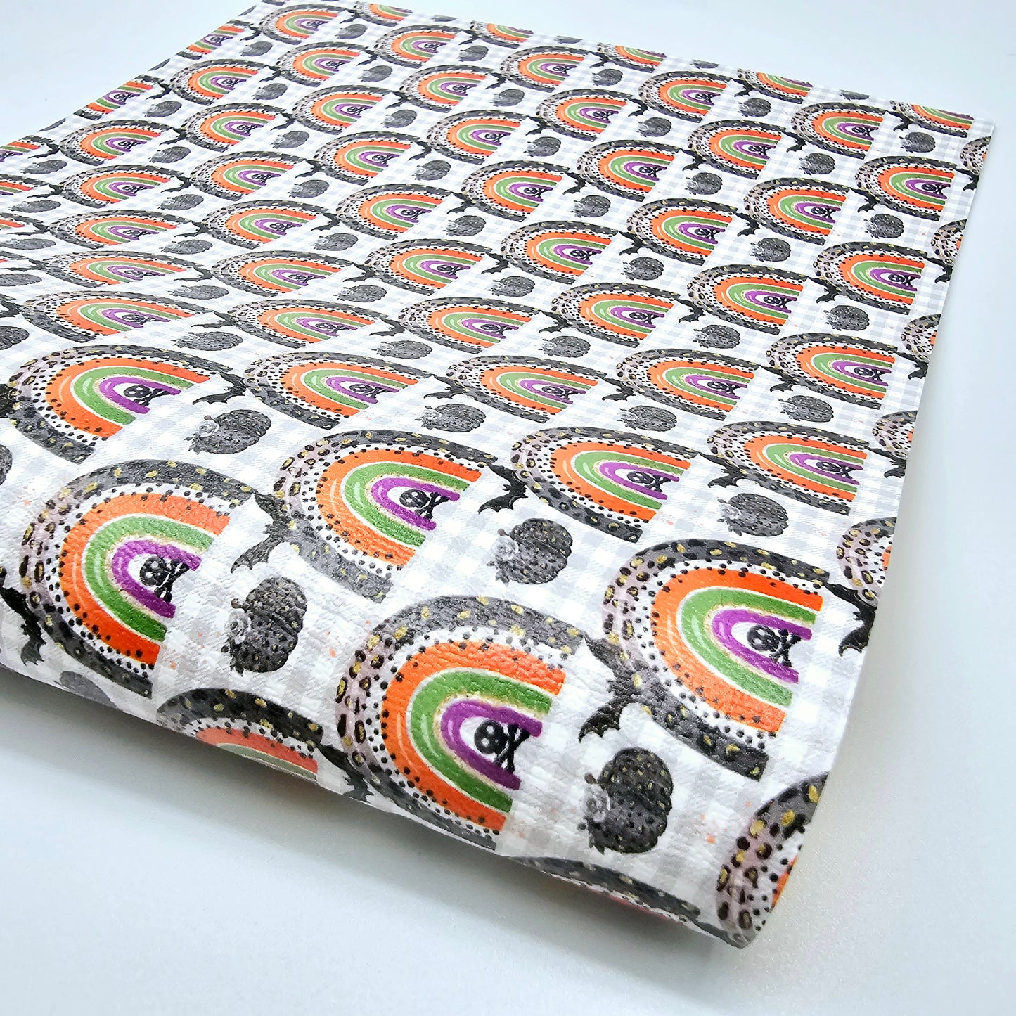 Halloween Rainbow Plaid Leatherette