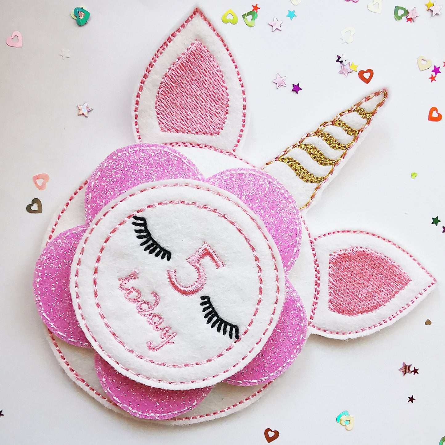 Sleepy Unicorn Embroidered Birthday Badge