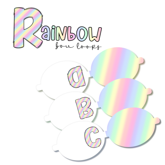 Personalised Pastel Rainbow | Printed Leatherette Bow Loops