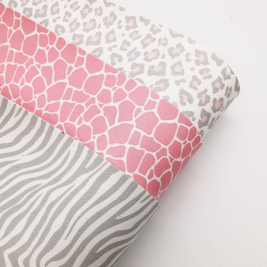 Pink & Grey Animal Print Artisan Leatherette