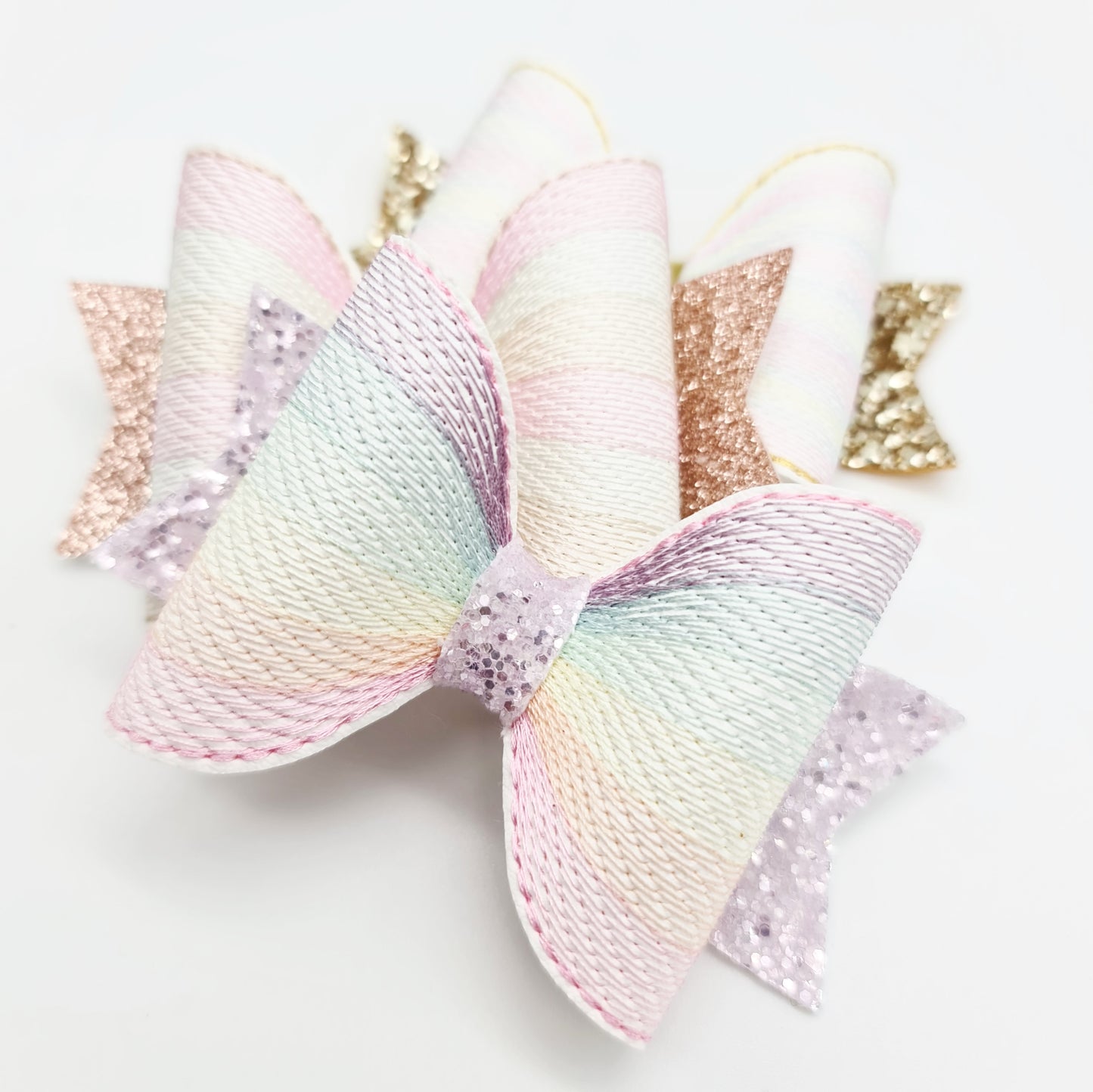 Rainbow of Stitches Embroidered Bows