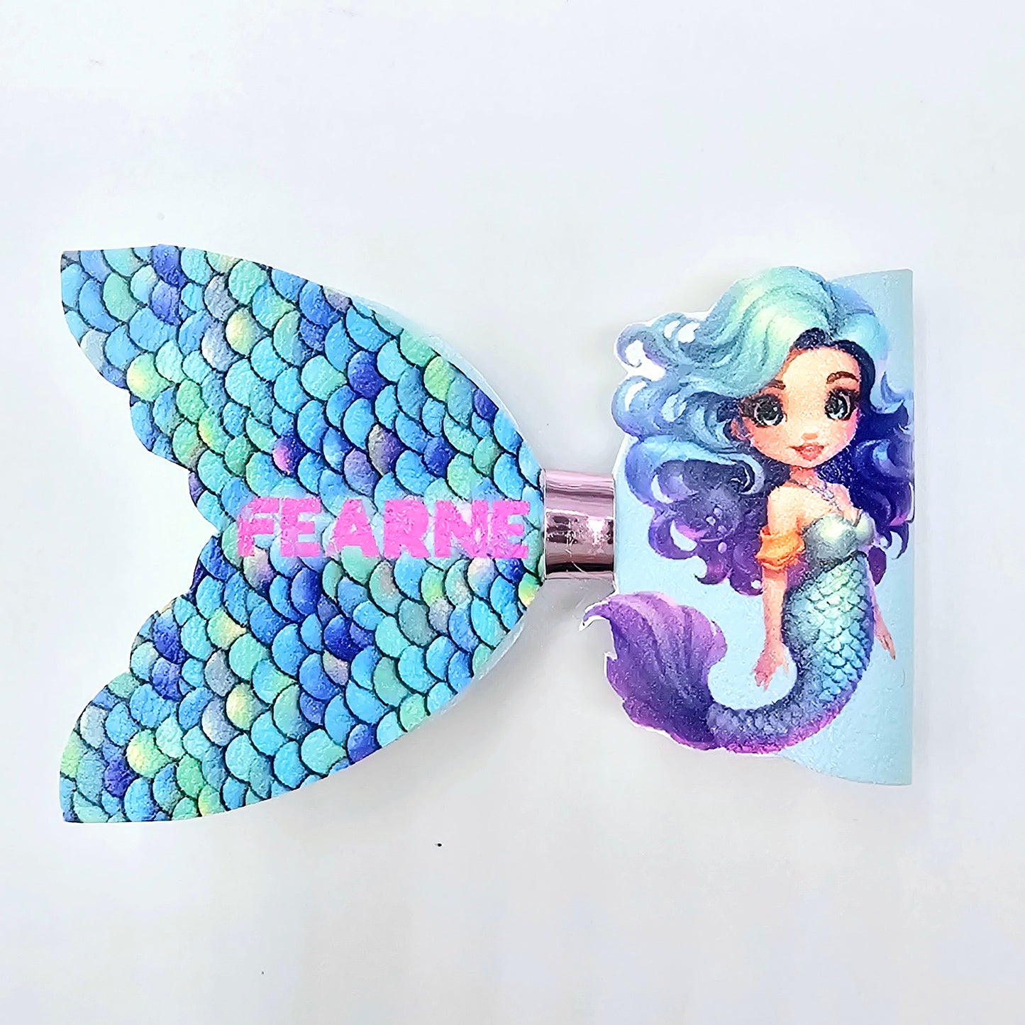 Mermaid Tail | Printed Leatherette Bow Loops