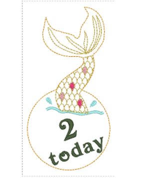 Mermaid Splash Birthday Badge  | Digital Embroidery File