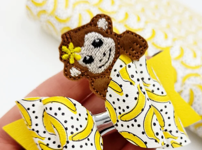 Monkey Hair Bow Peekaboo | Digital Embroidery File