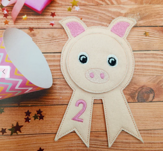 Pig Birthday Badge  | Digital Embroidery File