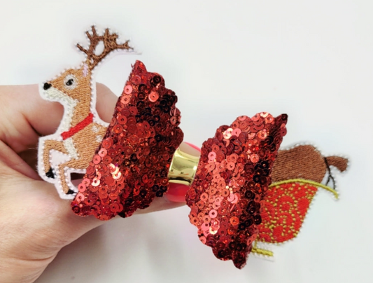 Reindeer Sleigh Hair Bow Tails| Digital Embroidery File