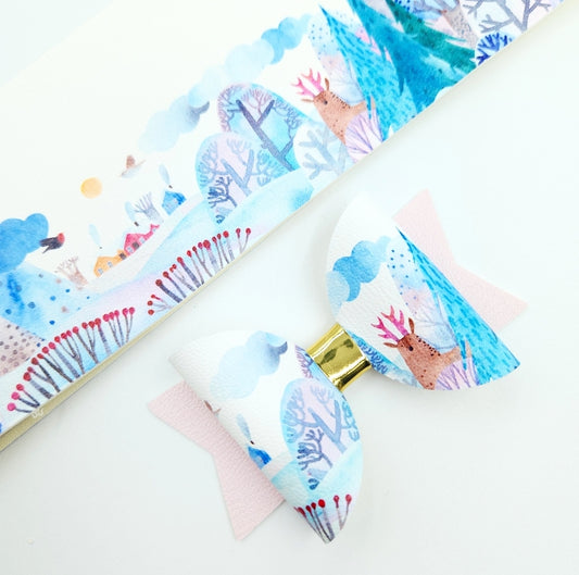 Frosty Woodland Story Leatherette Fabric Roll