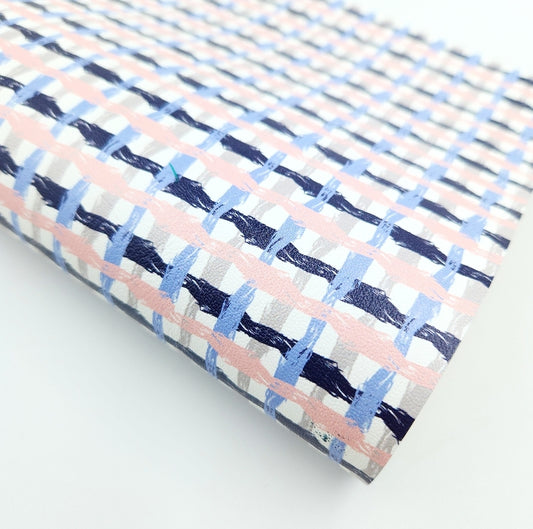 Pink & Blue Lattice Artisan Leatherette