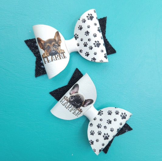 Personalised Peeking Dog | Printed Bow Loops