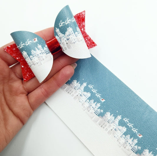 Santa in the Sky Border Leatherette Fabric Roll