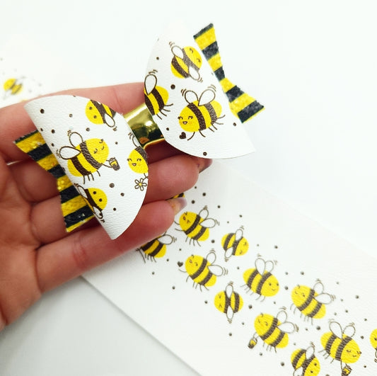 Buzzing Bee Border Leatherette Fabric Roll