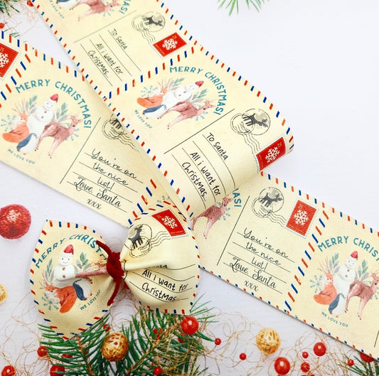 12 Letters to Santa Pinch Bow Leatherette Fabric Roll