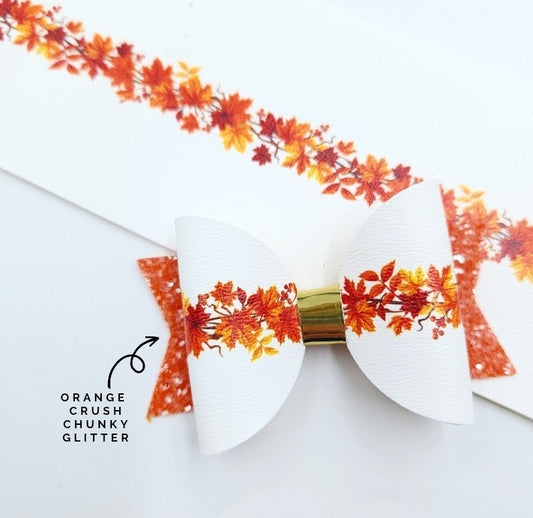 Autumn Crunchy Leaves Leatherette Fabric Roll