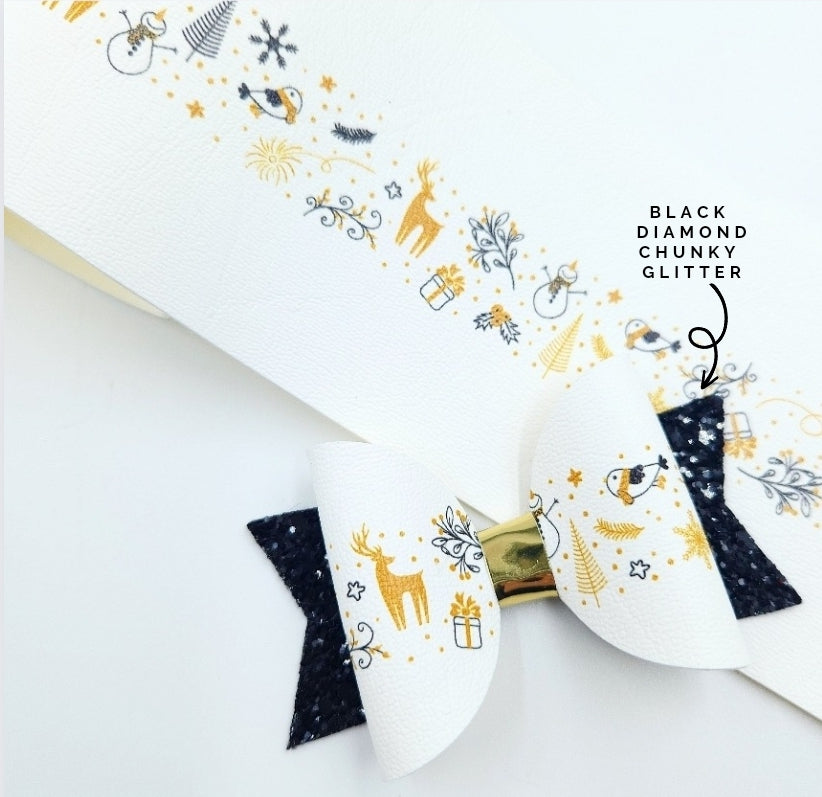 Gold Reindeer Leatherette Fabric Roll