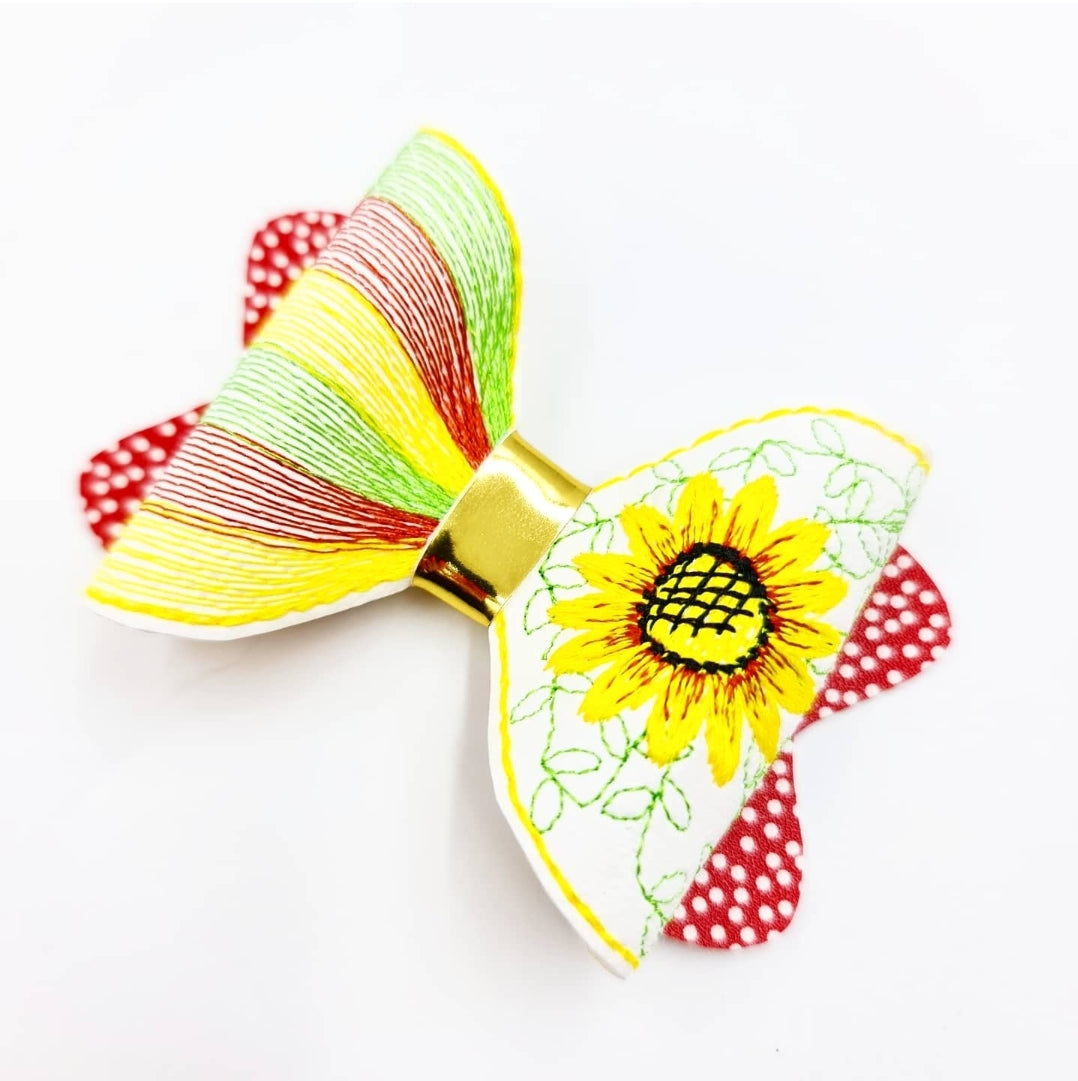 Sunflower Motif Stitched Bows
