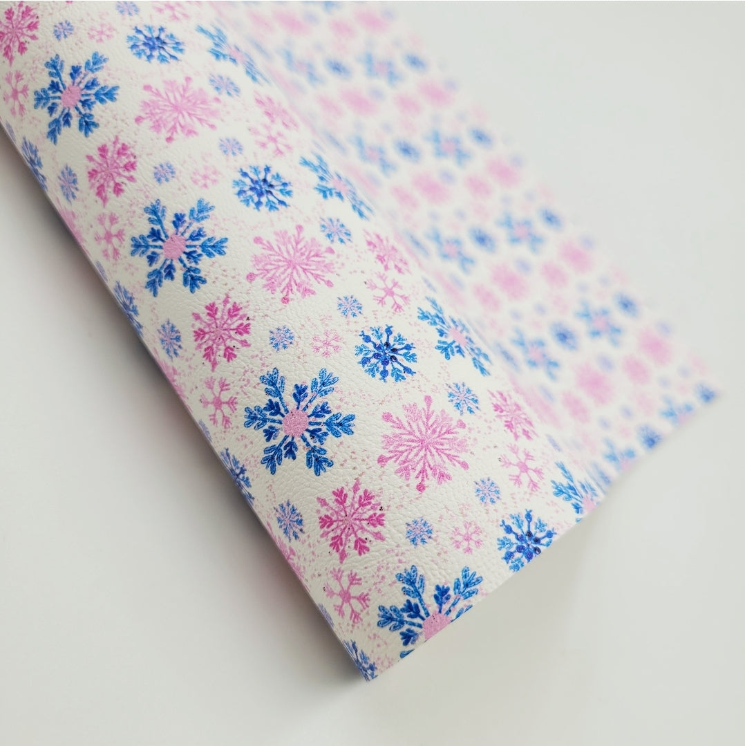 Pink & Blue Snowflake Artisan Leatherette