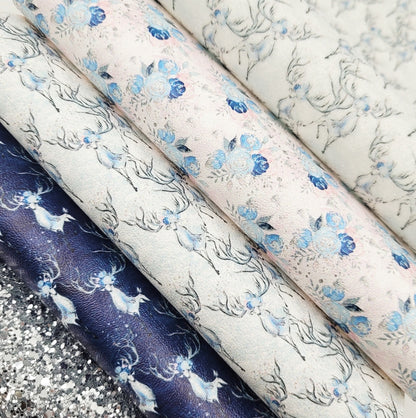 Frozen Deer Navy Artisan Leatherette