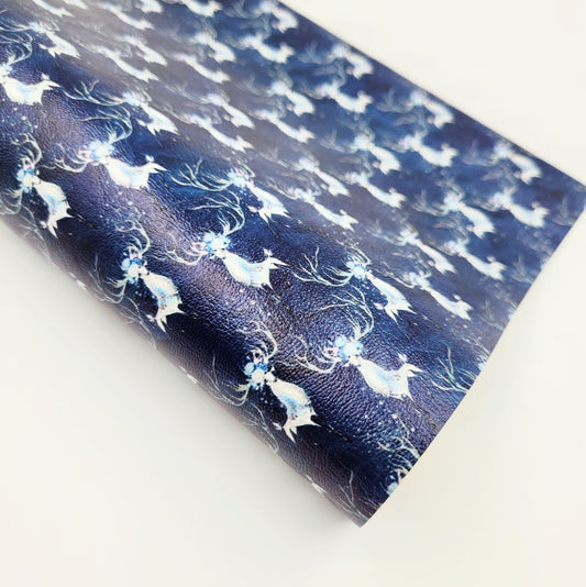 Frozen Deer Navy Artisan Leatherette