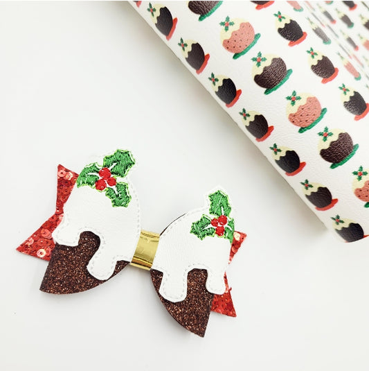 Christmas Pud Embroidered Bow Wraps