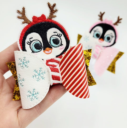 The Cutest Penguin Bow Peeker Featuring the Dolly Bow by Felt Better