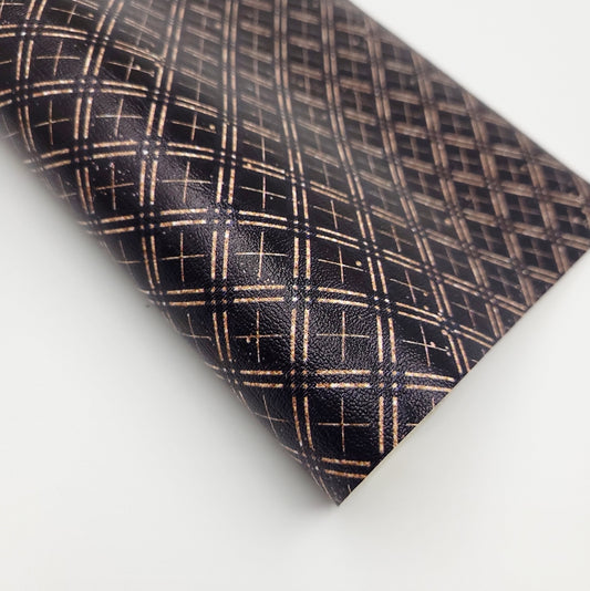 Black & Rose Gold Plaid Leatherette ** SECONDS**