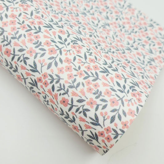 Pink & Grey Blossoms Artisan Leatherette
