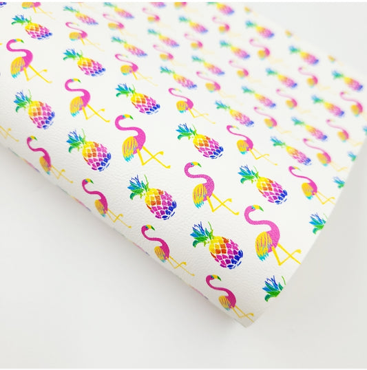 Neon Flamingos & Pineapples Artisan Leatherette