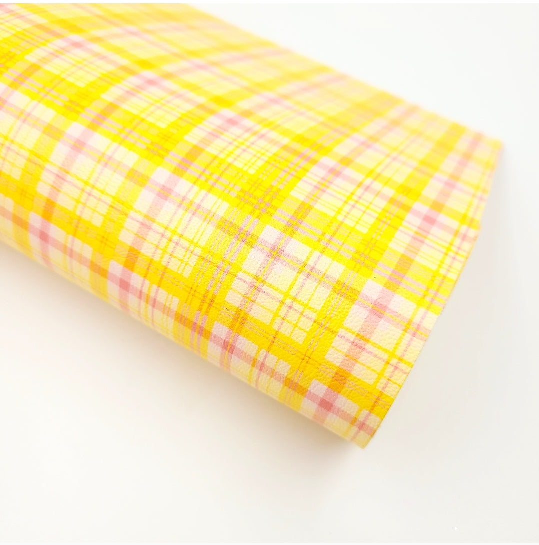 Yellow & Pink Plaid Artisan Leatherette